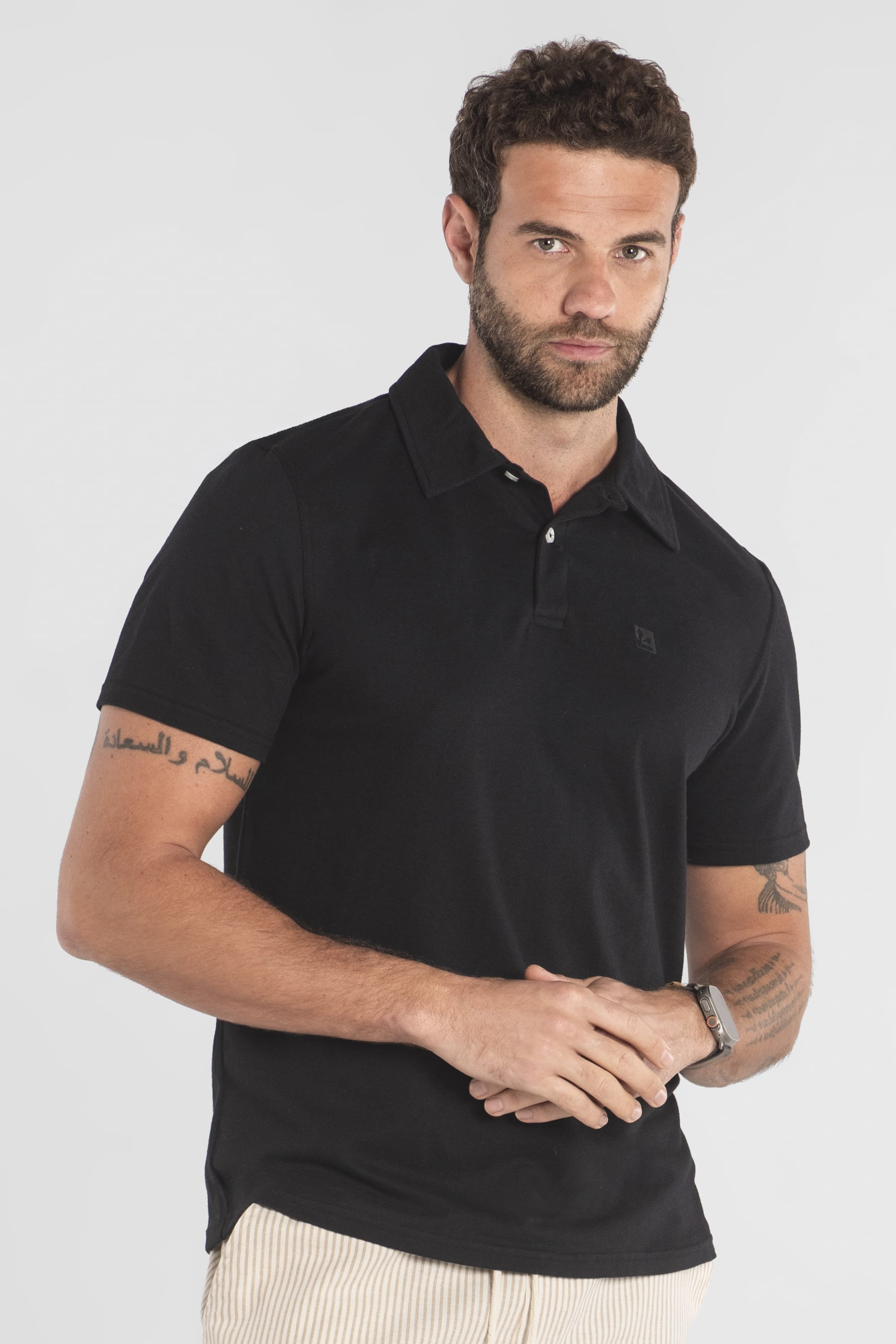 Camisa Polo Masculina Piquet com Elastano (Preto) The Philippines - Imagem 11